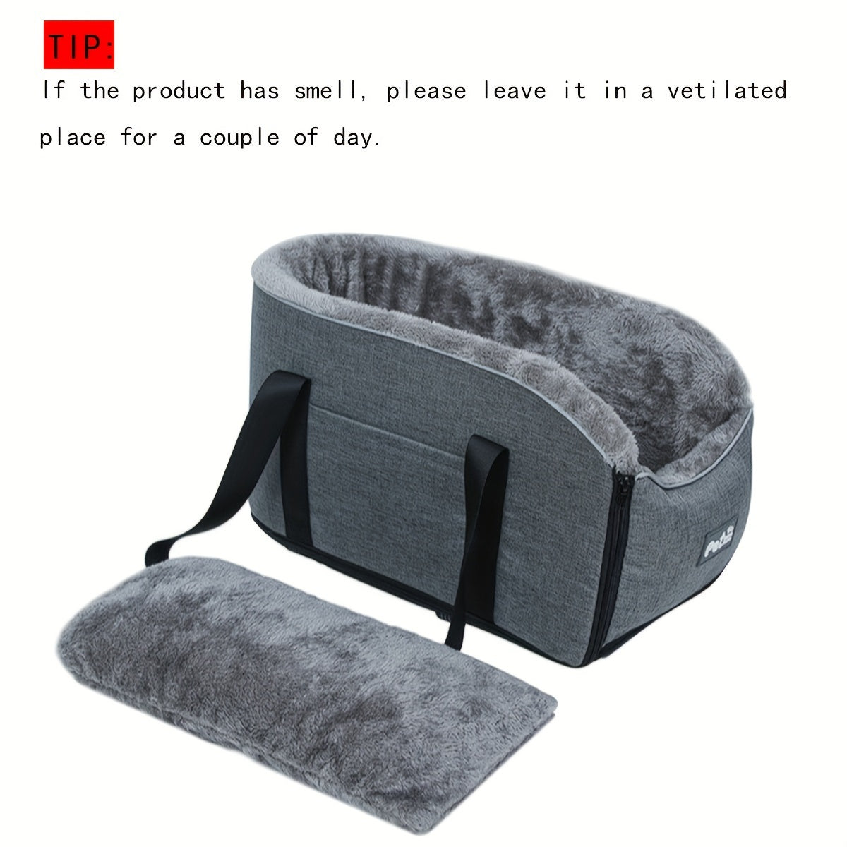 Pet Car Seat Booster for Small Medium Dogs & Cats – Portable Travel Bag with Secure Buckle Closure, Elevated View Polyester Dog Car Seat Grey