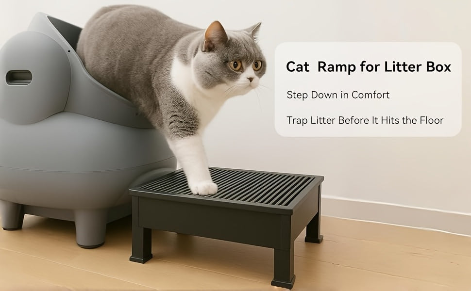Cat Litter Box Step Ramp Adjustable 3.5" & 6" Non-Slip Litter Trapper Platform for Kittens Senior Cats Automatic Litter Boxes