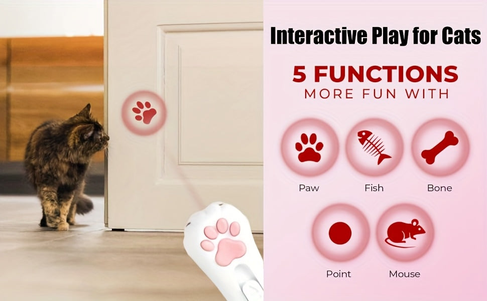 Interactive Cat Toy USB Rechargeable – 7-in-1 Teaser Wand with 7 Play Modes, Bonus Mouse Toy, Exercise & Enrichment for Indoor Cats and Dogs, Pink & Blue