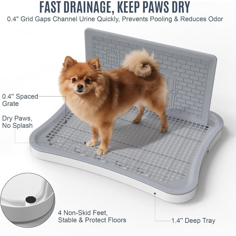 Indoor Dog Potty Tray 20x15 Inch Anti-Splash Hollow Mesh Non-Slip Easy Clean Puppy Training Toilet for Small Medium Dogs