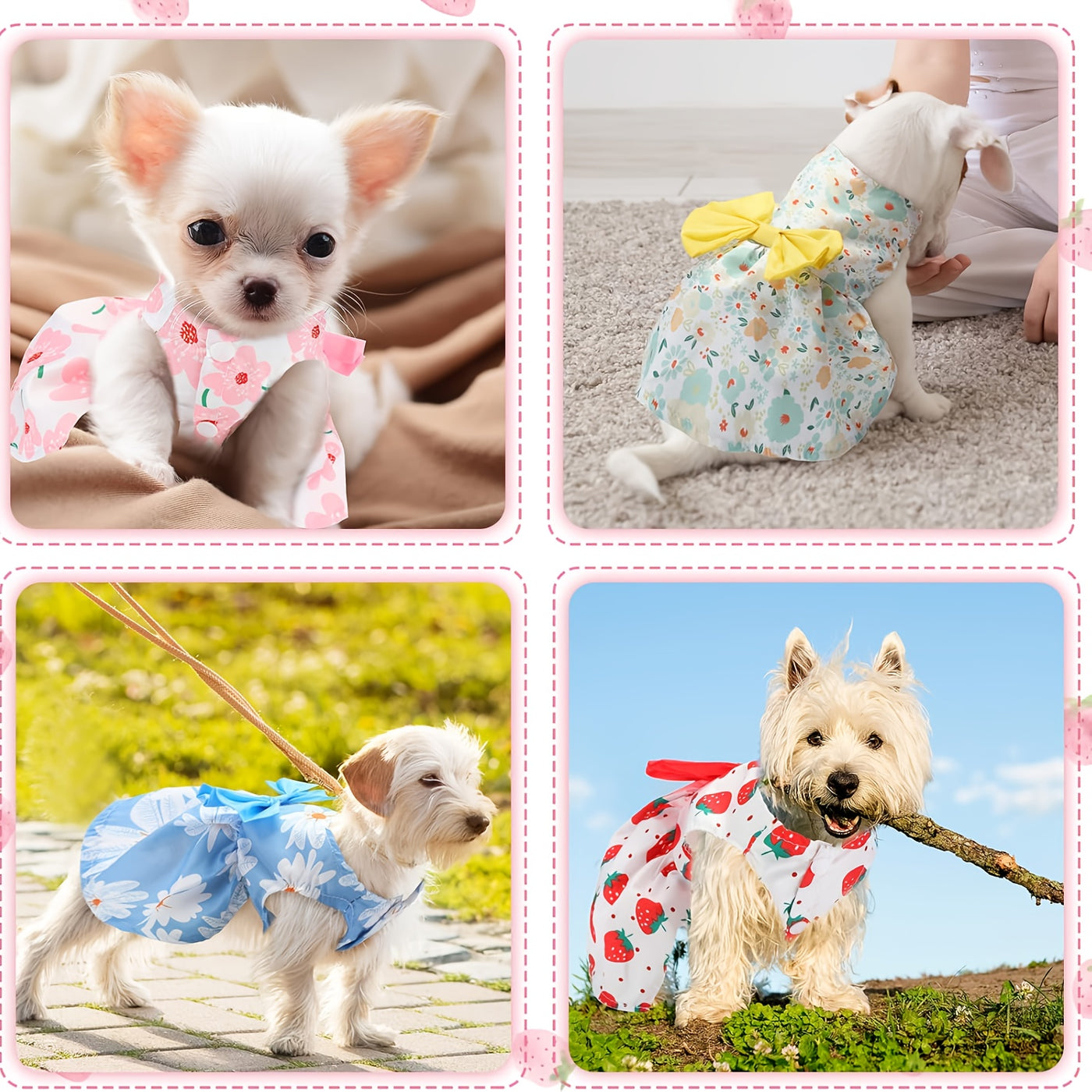 Girl Dog Dress Set of 5 Styles – Cute Princess Bow & Flower Puppy Dresses for Small Dogs Cats, Summer Pet Clothes for Yorkshire Female Small Pets, Photoshoot Party Gift