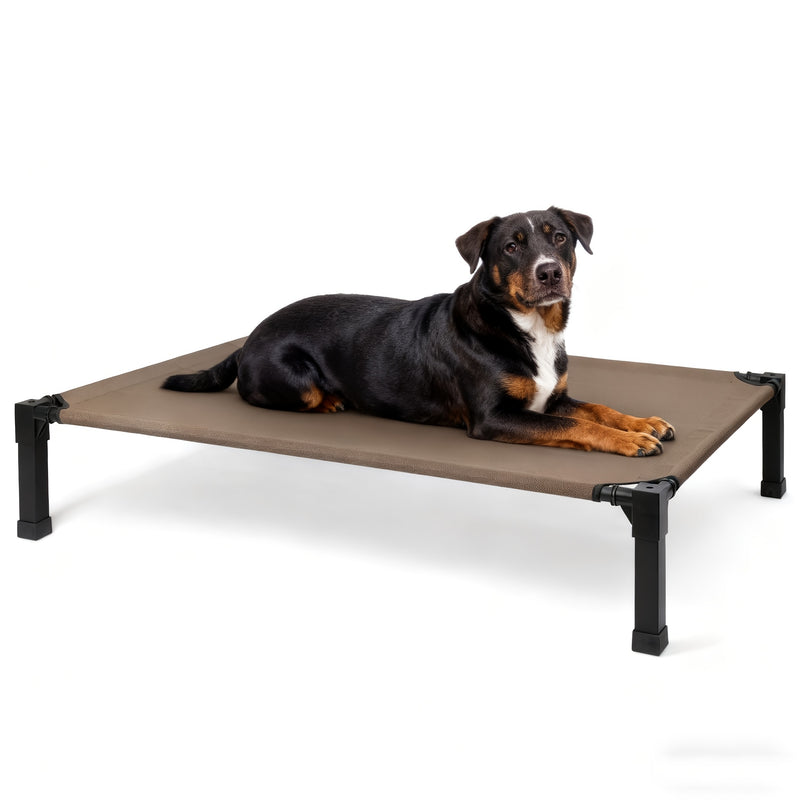 Cooling Elevated Dog Bed – Raised Dog Cot with Washable Breathable Mesh, Metal Frame & No-Slip Feet for Indoor & Outdoor Use