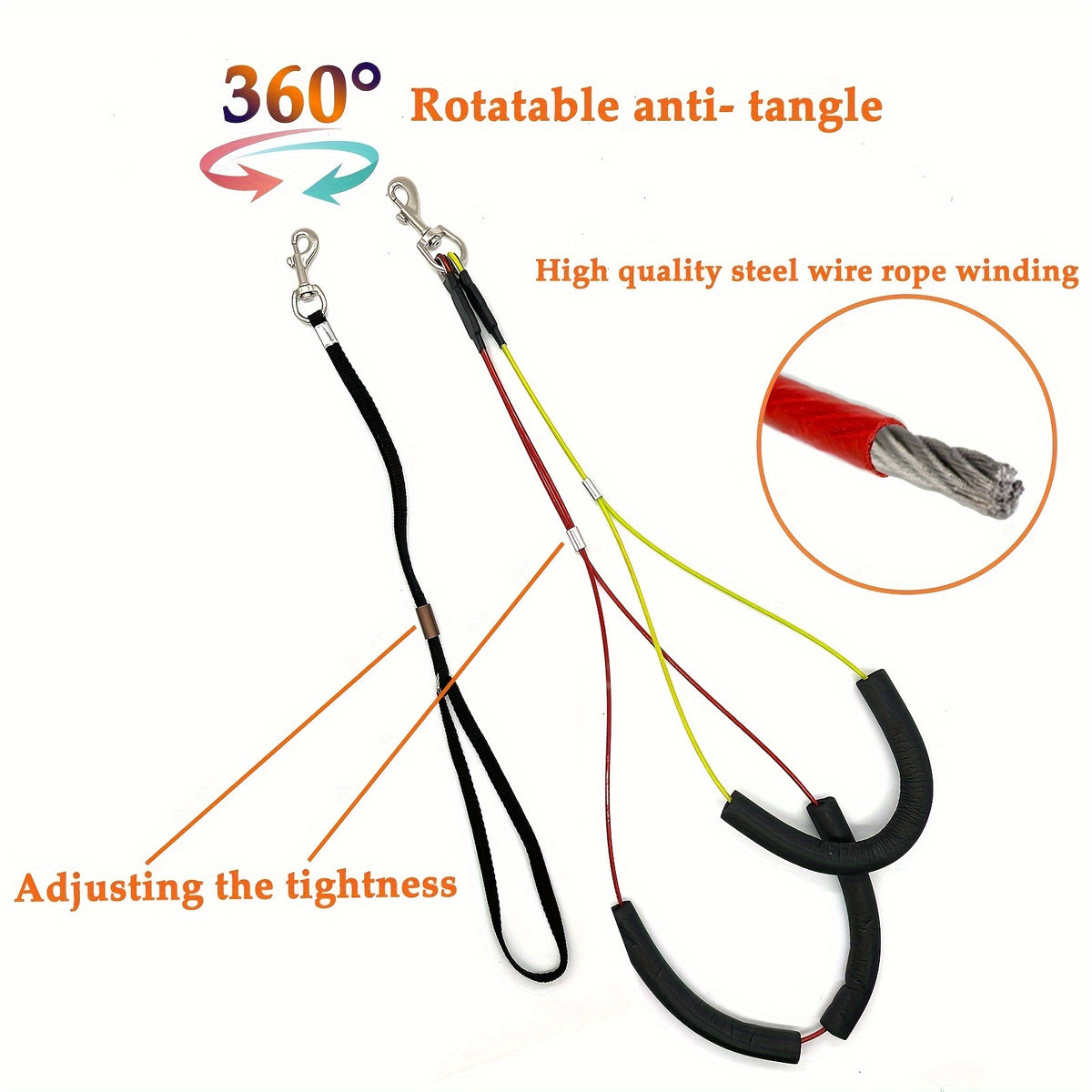36" Adjustable Dog Grooming Arm with Clamp – No-Sit Haunch Holder, 3-Section Iron Grooming Restraint for Small & Medium Dogs and Cats, Includes Positioning Ropes