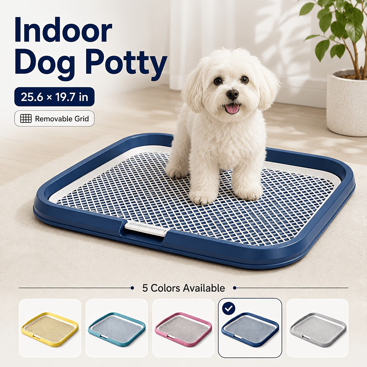 Dog Potty Tray with Removable Grating Leak-Proof Indoor Dog Toilet Pee Pad Holder for Puppy Training Apartments Small Dogs Washable Reusable