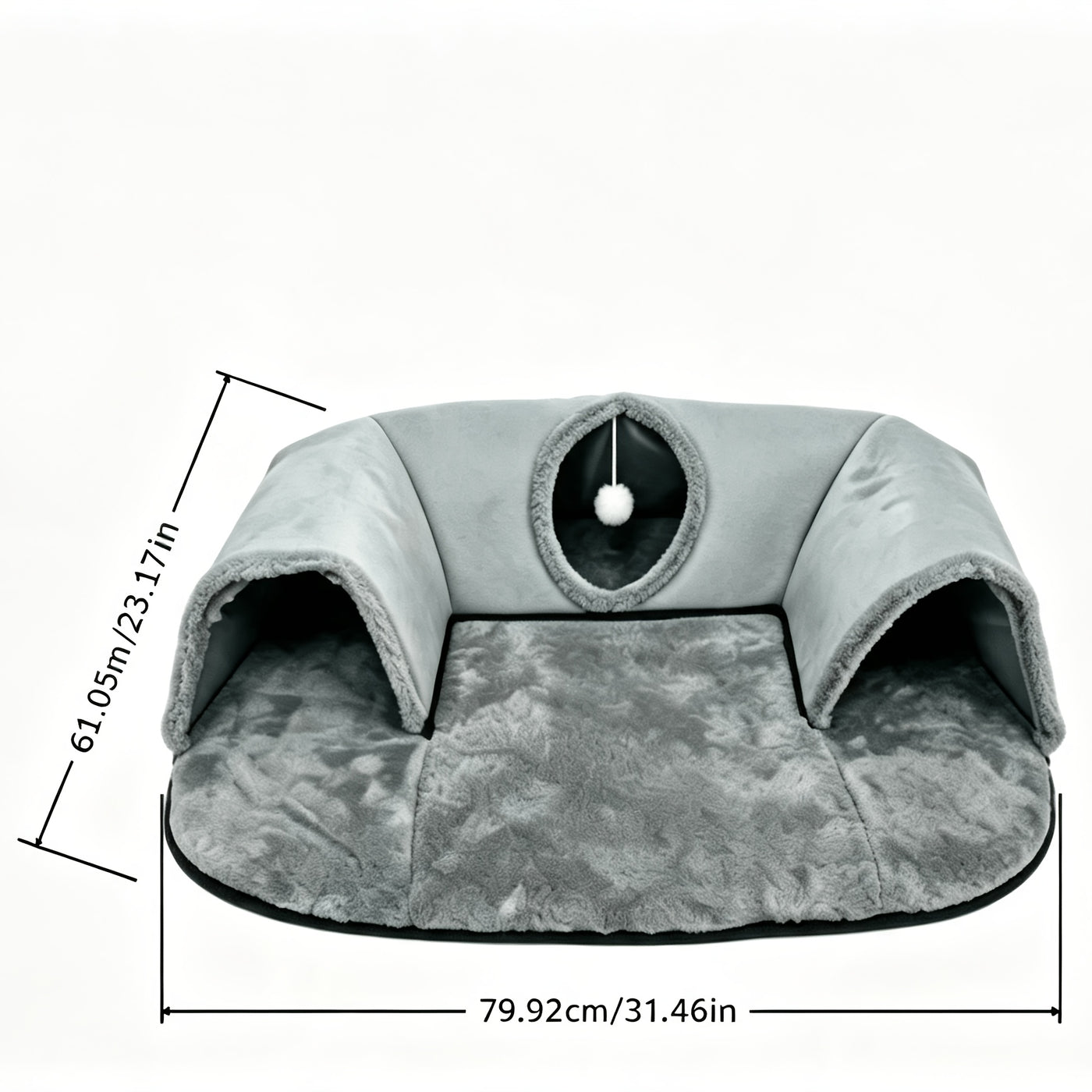 Cat Tunnel Bed & Playhouse 3-in-1 – Soft Plush Polyester Cat Tunnel with Non-Slip Base, Easy Clean, for Cats Kittens & Rabbits, 17.64lbs Capacity