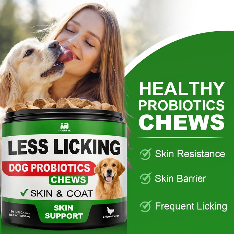 Dog Skin Health Chewing Tablets – Chicken Flavor, Protects Skin Barrier, Science-Backed Formula for Golden Retrievers, Border Collies & All Breeds