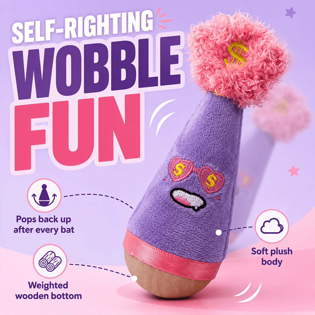 Catnip Wobble Feather Cat Toy with Mint Powder - Interactive Hunting Chase Toy for Kittens & Adult Cats Self-Play Indoor Exercise