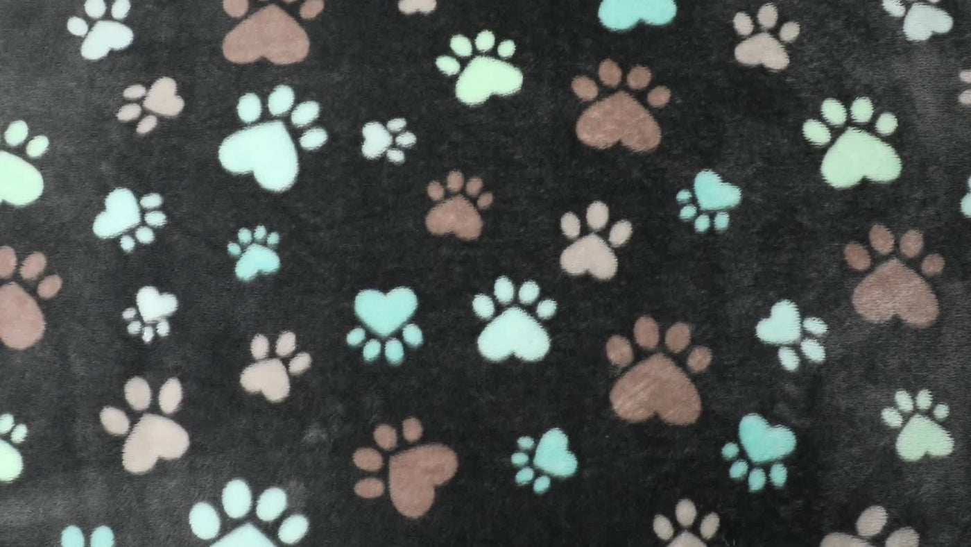 Waterproof Dog Blanket for Couch Sofa Bed - Pee Proof Washable Soft Fluffy Pet Blanket Reversible Furniture Protector, Gray Bone & Paw Print Design for Dogs Cats Small Medium Large