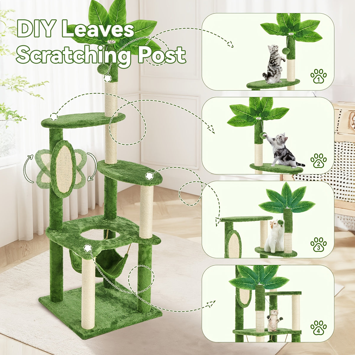 59-Inch Large Cat Tree Tower for Indoor Cats - Multi-Level Plush Perches, Sisal Scratching Posts & Hanging Ball Toy, Tall Cat Tower for Bedroom Living Room