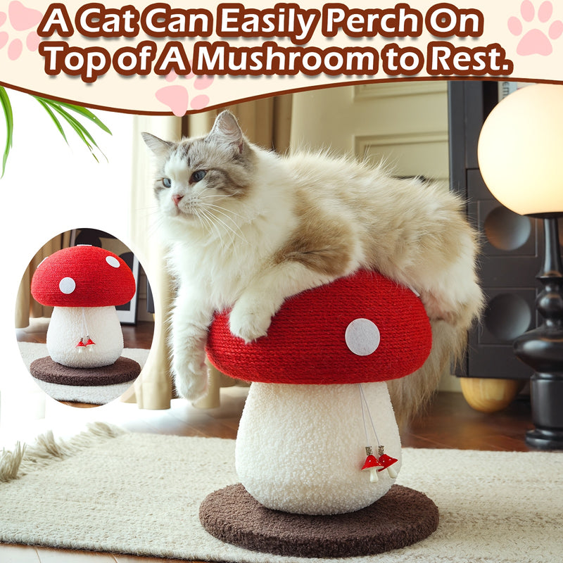 Mushroom Cat Scratcher Post – 2-Pack Sisal Claw Grinding Cat Toy, Interactive Scratching Post for Indoor Cats & Kittens, Keeps Claws Healthy & Furniture Safe