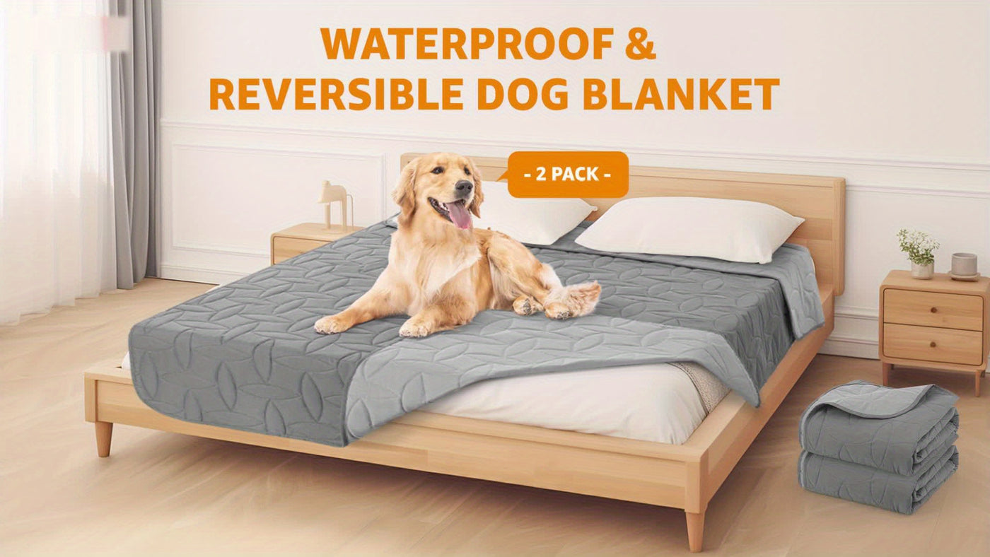 Reversible Dog Blanket Waterproof Washable Pet Blanket Furniture Protector for Couch Sofa Bed Car – Soft Cozy Cover for Large Dogs Puppies 54x82 Inch