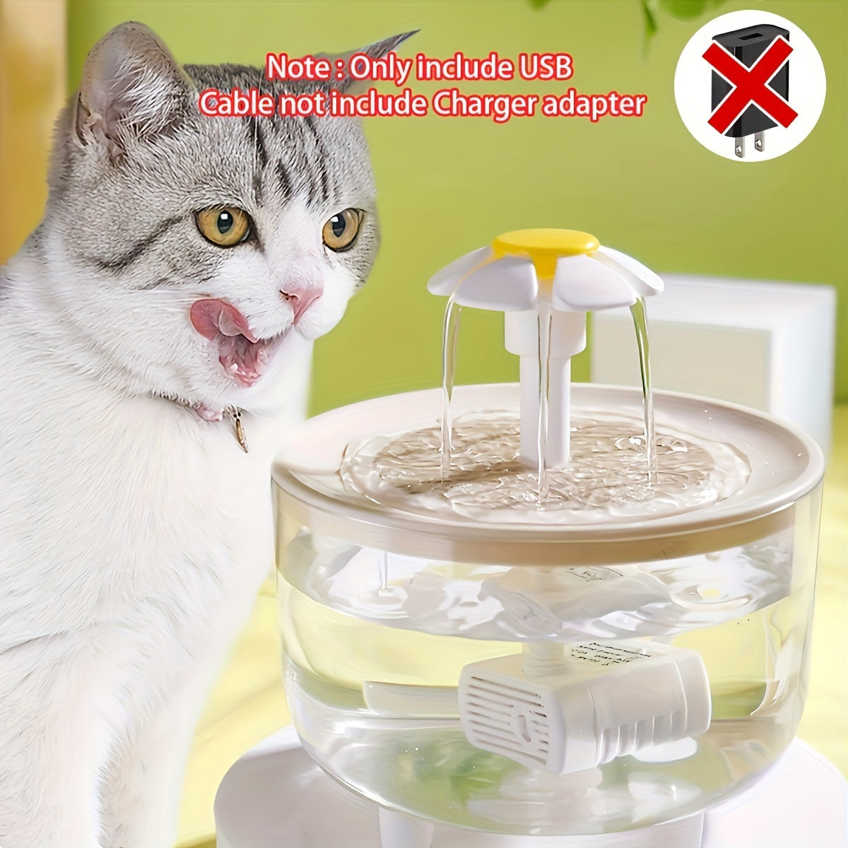 Cat Water Fountain 50oz USB Powered – Ultra Quiet BPA-Free Pet Drinking Fountain for Cats & Small Animals, No Battery, Easy to Clean