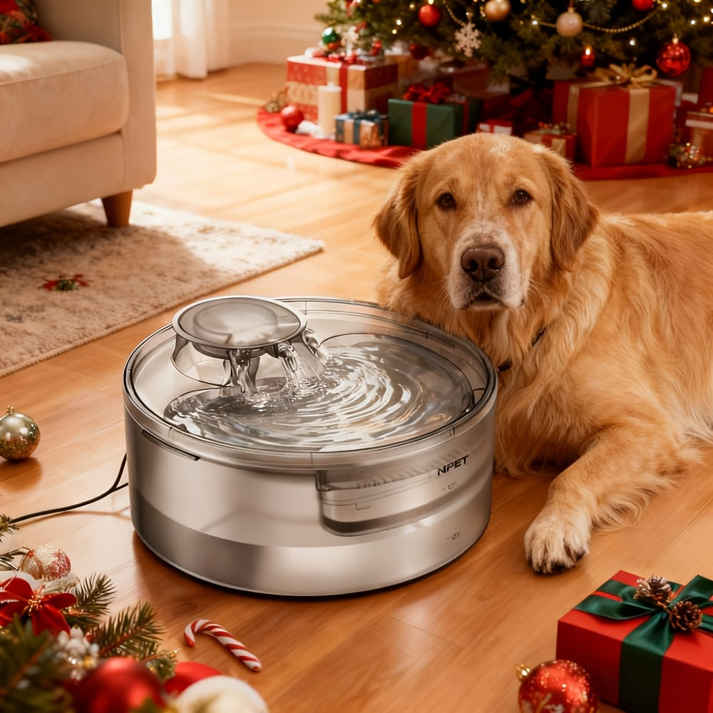 Automatic Pet Water Fountain 1.3-2 Gallon USB Low Voltage with Splatter Guard & Cleaning Kit - Dog Cat Multi-Pet Drinking Dispenser