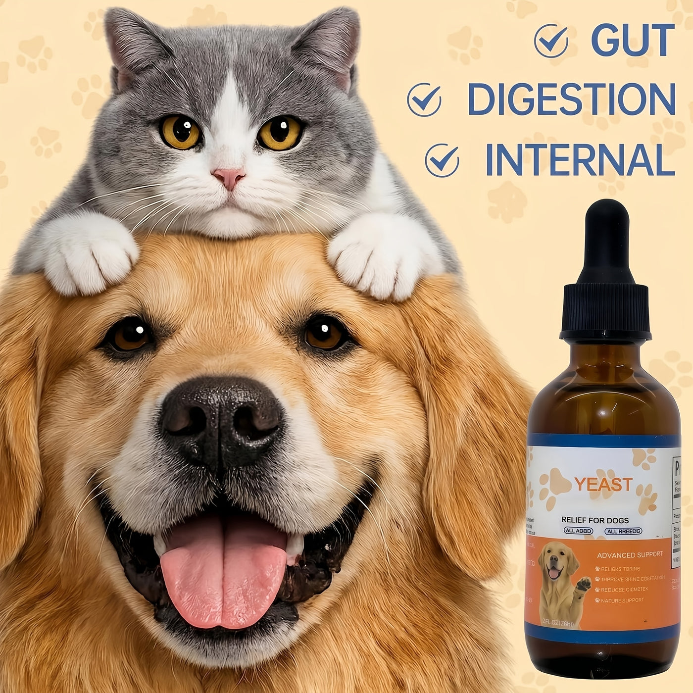 Yeast Health Drops for Dogs & Cats – Skin & Ear Care Supplement, Easy Absorption, Supports Clean Ears & Healthy Skin, All Breeds & Ages, 2.03oz (60ml)