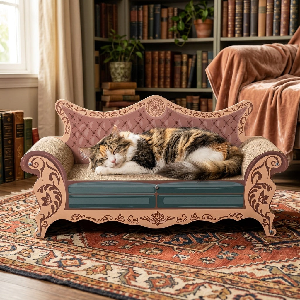 L-Shaped Cat Scratching Board Sofa – Chaise Lounge Cat Scratcher Couch Bed, Wear-Resistant Non-Shedding Sisal, Vertical & Horizontal Scratch, Furniture Protector for Large Cats