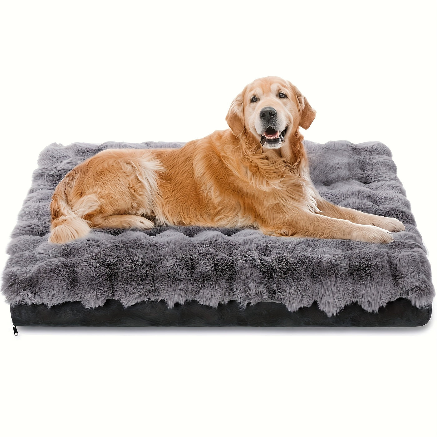 Orthopedic Dog Bed for Extra Large Dogs – Soft Plush Faux Fur Fluffy Mat with Removable Washable Cover & Anti-Slip Bottom
