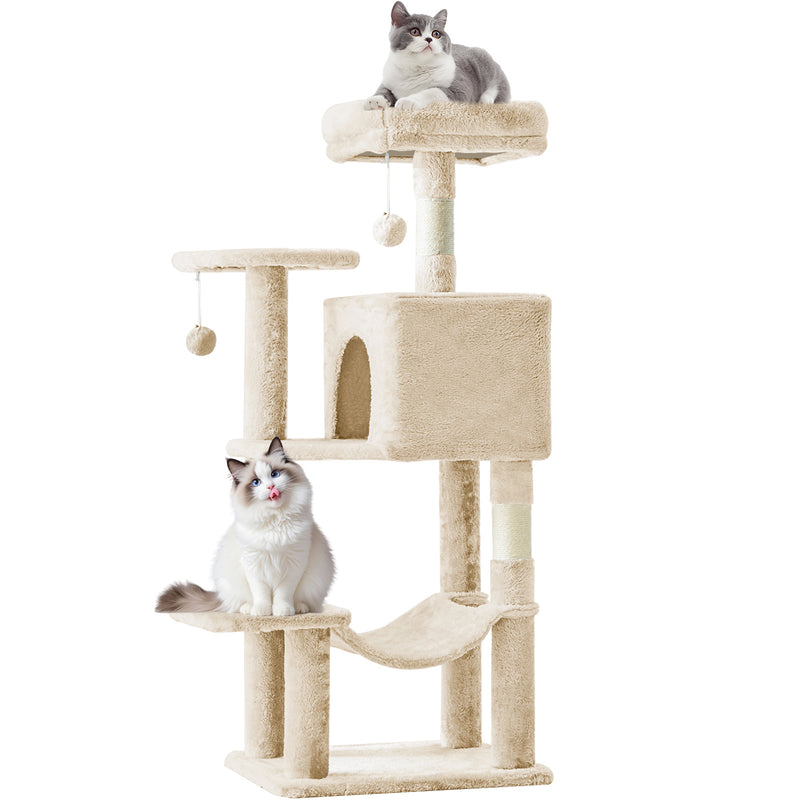 44-Inch Large Cat Tree Tower with Condo, Hammock & Sisal Scratching Posts – Multi-Level Indoor Cat House for Multiple Cats