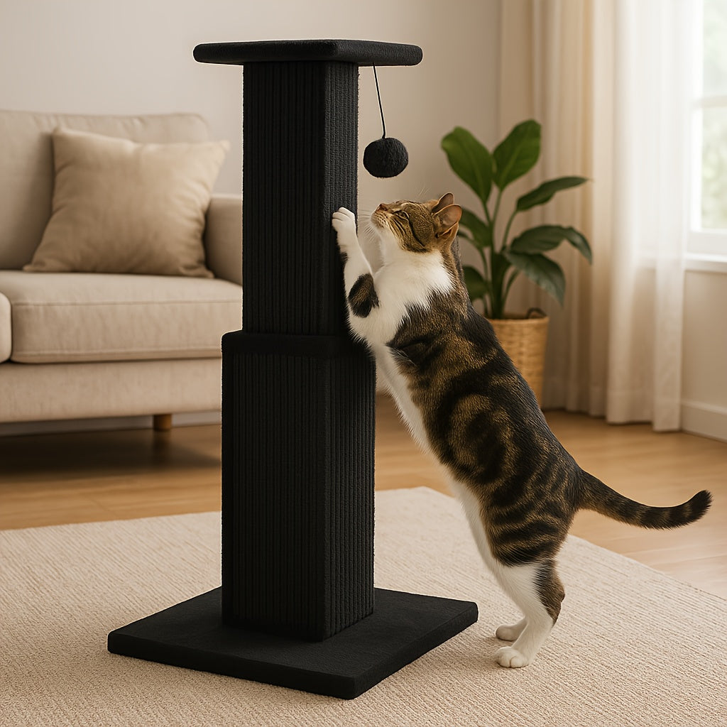Multi-Tier Sisal Cat Scratching Post Tower with Dangling Ball - 18.9" & 32" Indoor Cat Tree for Energetic Cats, Sturdy Tiered Design, 6 Colors