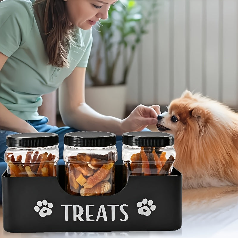 Airtight Pet Food Storage Container Set 3-Piece – Farmhouse Style BPA-Free Plastic Jars for Dog & Cat Treats, Snacks & Dry Food