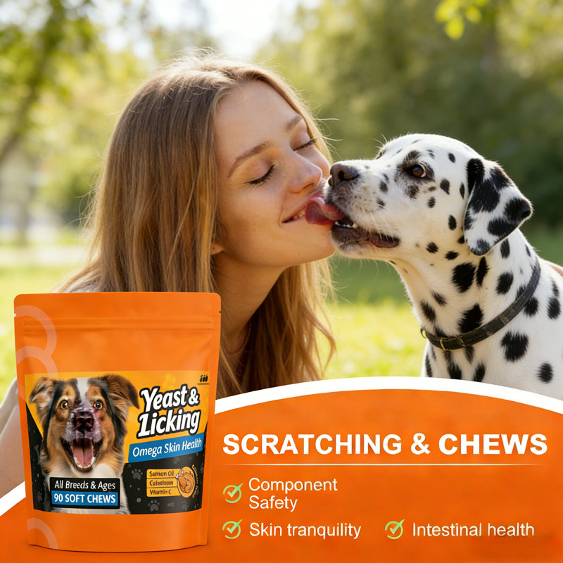 Fish Oil Dog Supplement Chews for Skin & Coat – Chicken Flavor Licking Tablets with Omega-3, 100g, Suitable for Dogs of All Ages