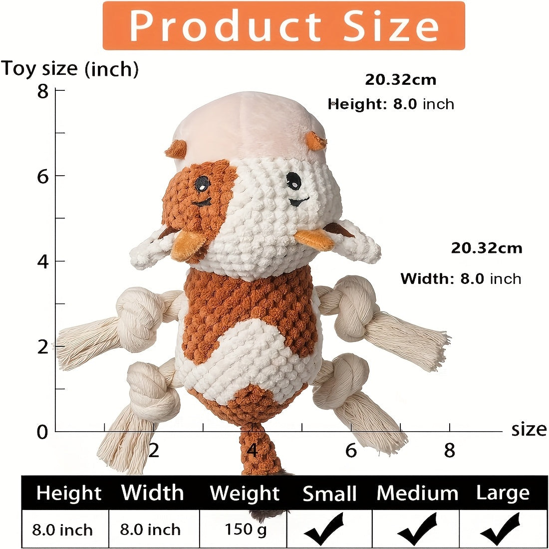 Squeaky Plush Dog Toy Cow – Interactive Tug of War Chew Toy with Crinkle Paper & IQ Training for Small Medium Large Dogs
