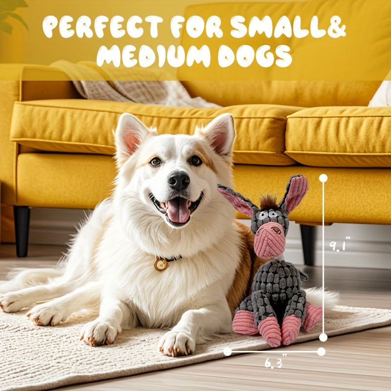 Squeaky Plush Animal Dog Toy – Cute Character Chew Toy for Small & Medium Dogs, Boredom Relief Stuffed Pet Toy, Elephant Pig Raccoon Donkey Pony Reindeer Lamb Styles