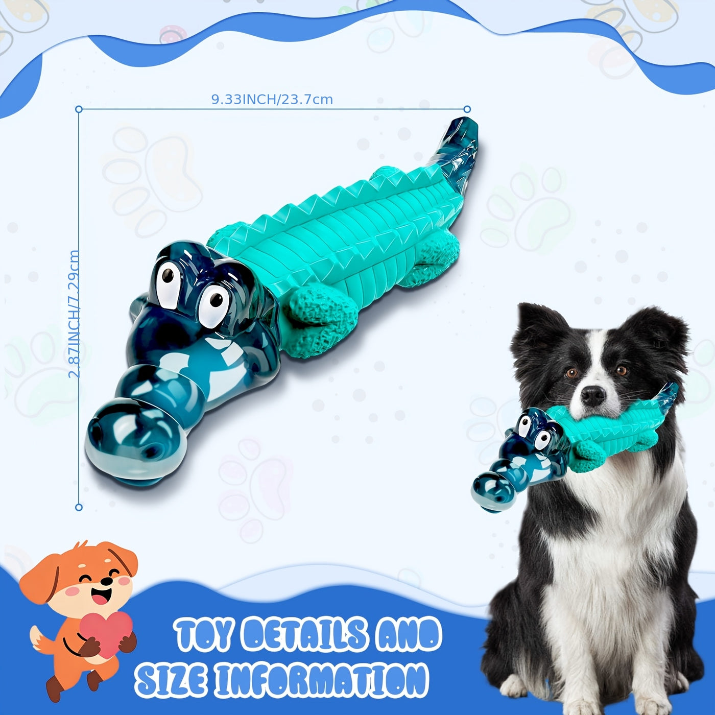 Indestructible Dog Chew Toy for Aggressive Chewers – Crocodile Shape Milk Flavor, Dental Cleaning, Large Medium Dogs 20-100 lbs, Durable Tough Chew