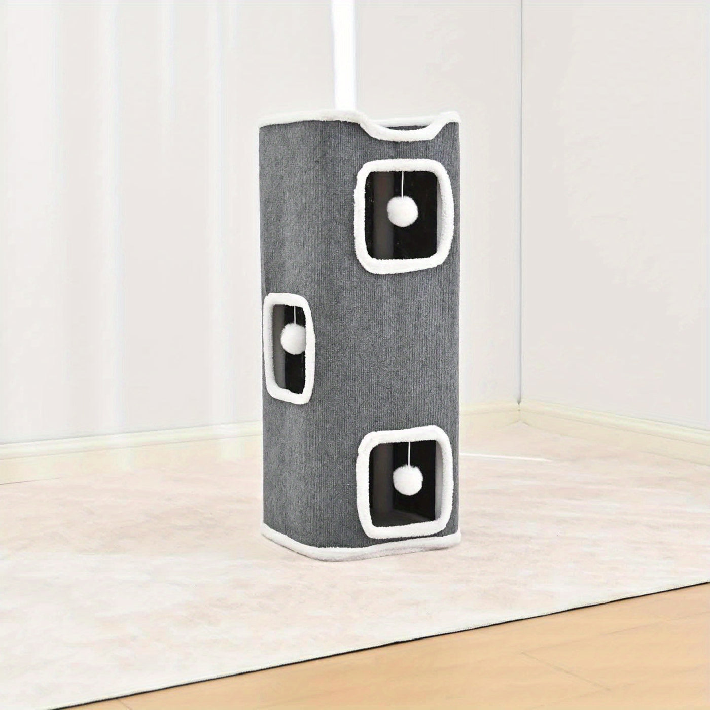 Multi-Level Foldable Cat Tree Tower for Indoor Cats – Cat Condo with Hanging Toy Balls, Cozy Top Bed & Scratch-Resistant Felt, 1/3/4 Tier