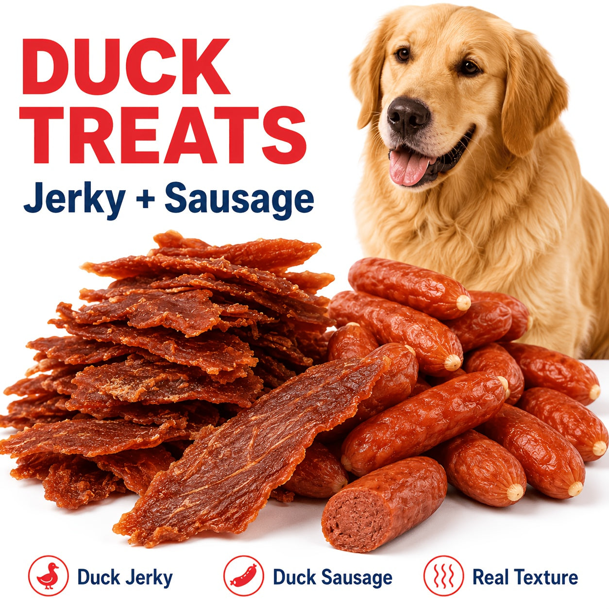 Dog Jerky Treats – Chicken Duck Beef Sausage Gizzard & Egg Yolk Variety, Single-Source Chewy Training Rewards for Dogs of All Sizes, Jerky Trial Pack Available