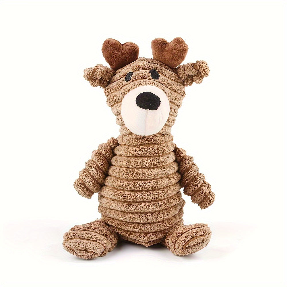 Squeaky Plush Animal Dog Toy – Cute Character Chew Toy for Small & Medium Dogs, Boredom Relief Stuffed Pet Toy, Elephant Pig Raccoon Donkey Pony Reindeer Lamb Styles