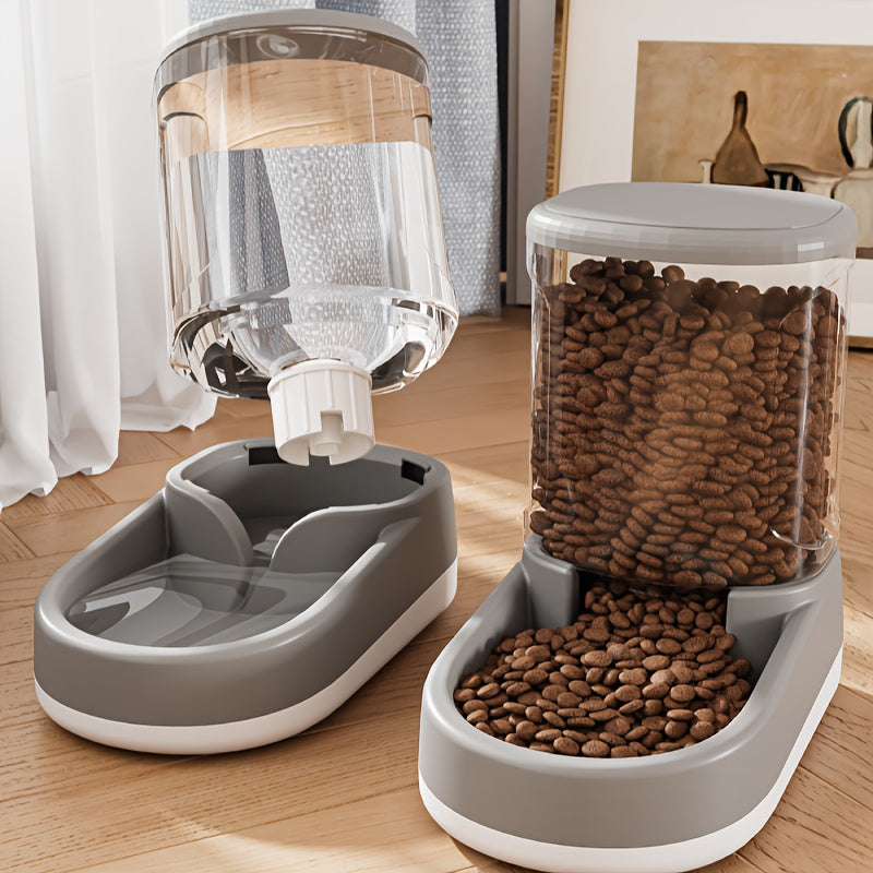 Gravity Dog Food Feeder and Water Dispenser Set 8-Pound Large Capacity Automatic Pet Feeding Station for Big Medium Small Dogs & Cats - 2-Piece Plastic BPA-Free Set
