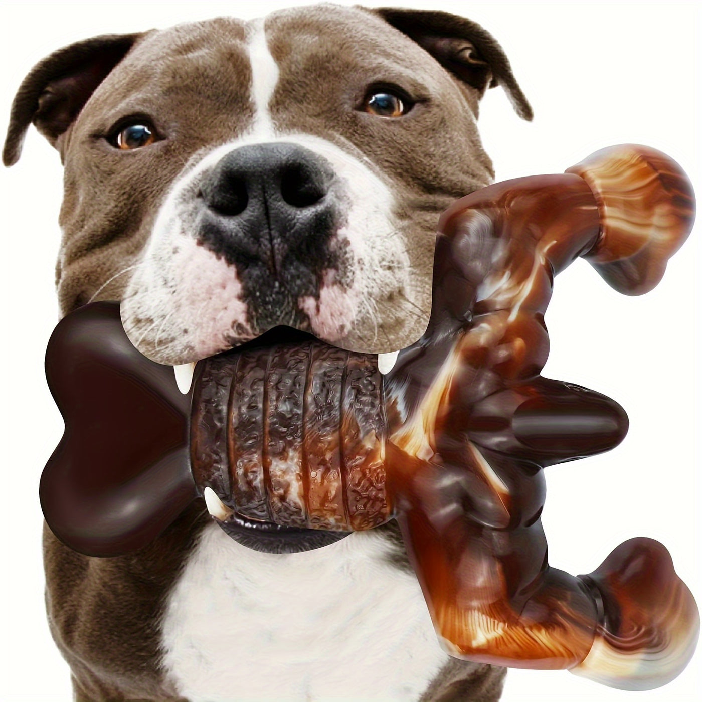 Bacon Flavored Nylon Dog Chew Bone – Durable Chew Toy for Heavy Chewers, Medium & Large Dogs, Long Lasting Teeth Cleaning Dog Bone, Marble Brown Cream