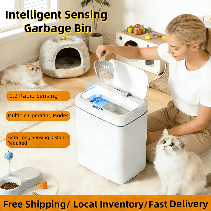 Smart Pet Trash Can Motion Sensor Touchless Odor-Blocking Sealing Lid 4.23 Gal Easy Clean for Pet Owners
