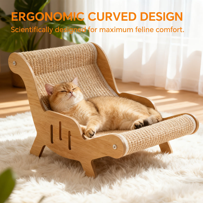 Sisal Rope Cat Scratcher Lounge Chair – Large Cat Sofa Bed with Scratch-Resistant Sisal, Sturdy Frame, Cozy Rest Area for Cats
