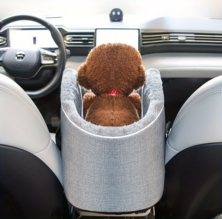 Pet Car Seat Booster for Small Medium Dogs & Cats – Portable Travel Bag with Secure Buckle Closure, Elevated View Polyester Dog Car Seat Grey