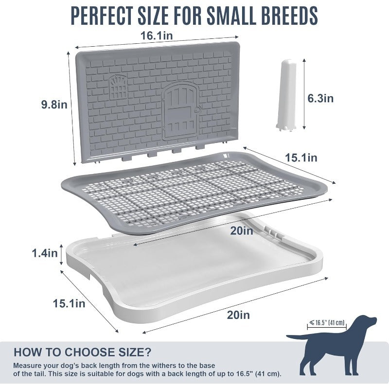 Indoor Dog Potty Tray 20x15 Inch Anti-Splash Hollow Mesh Non-Slip Easy Clean Puppy Training Toilet for Small Medium Dogs