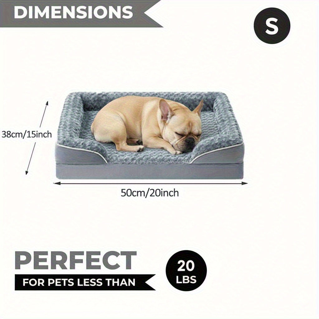 Orthopedic C-Shape Dog Sofa Bed for Extra Large Dogs – 3.5" Bolster, Plush Washable Removable Cover & Nonslip Bottom, Gray