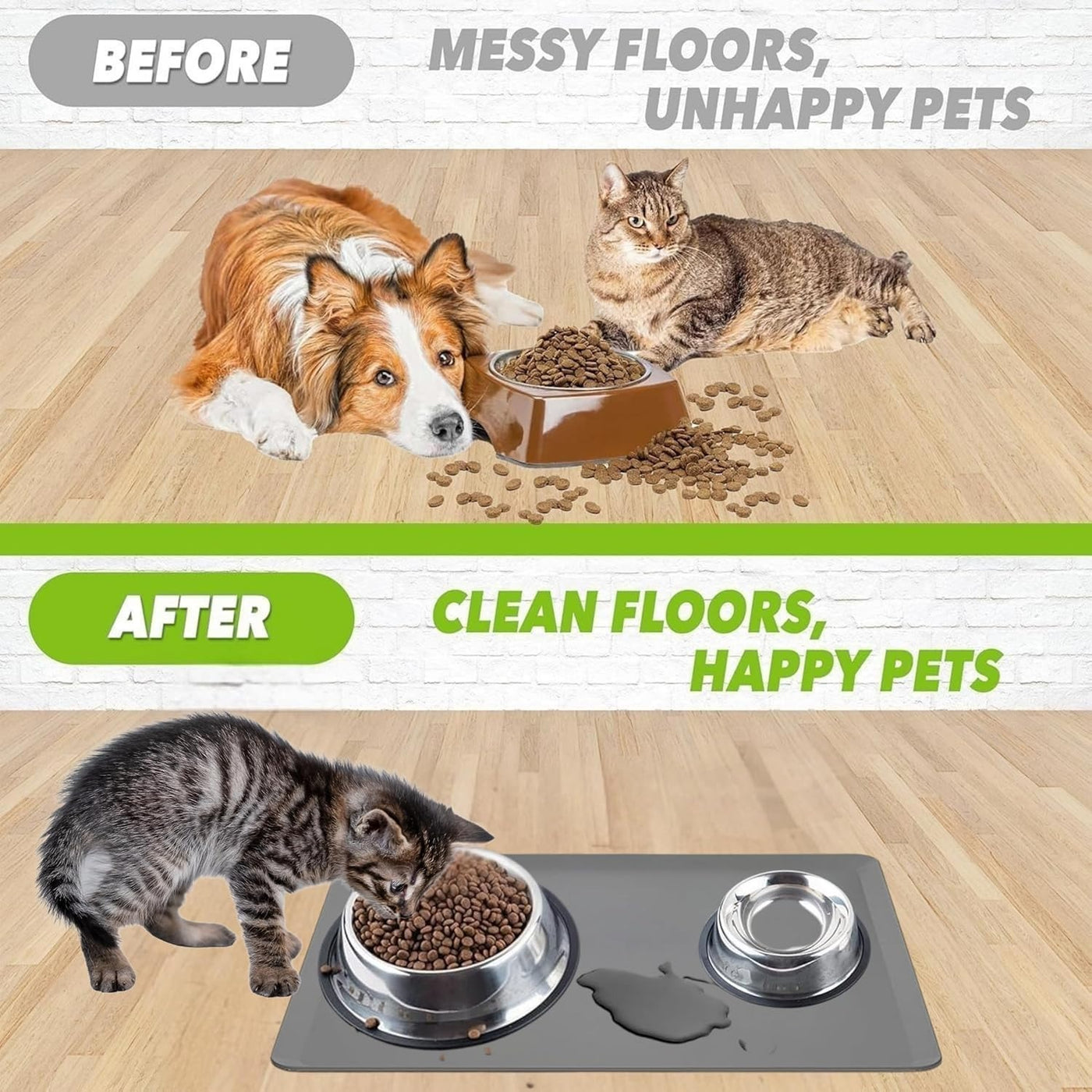Pet Feeding Mat Non-Slip Washable Persian Floral Pattern Dog Cat Food Mat 16x12 Inch – Waterproof Placemat for Dog Bowls Kennel Litter Box and Holiday Gift