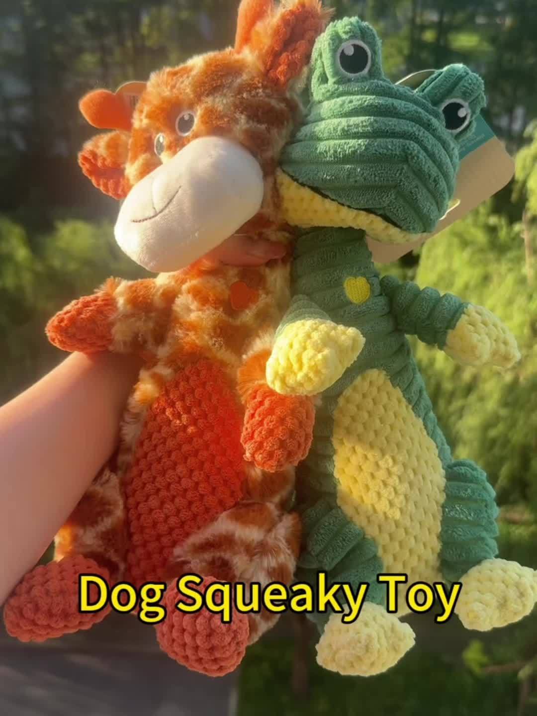 Sweetheart Squeaky Plush Dog Toy – Cute Animal Print Chew & Tug Toy for Aggressive Chewers, Interactive Dog Toy for All Breeds, Duck Deer Frog Styles