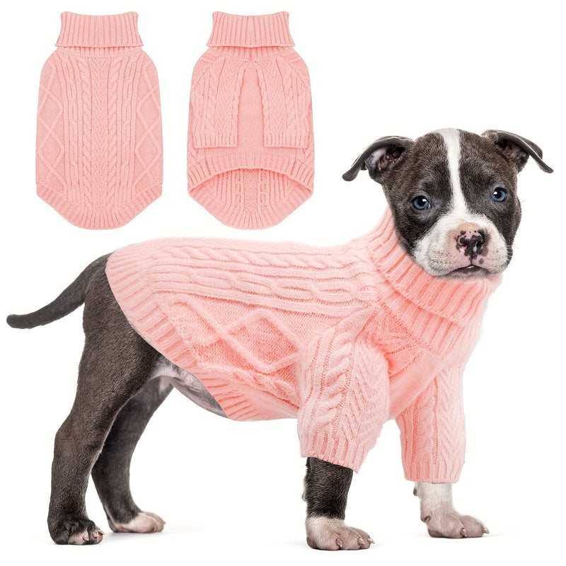 Turtleneck Dog Sweater – Warm Knit Pullover with Soft Long Sleeves for Small to Medium Dogs, All-Season Winter Fall Spring Pet Clothes for Chihuahua Bulldog Dachshund, Machine Washable