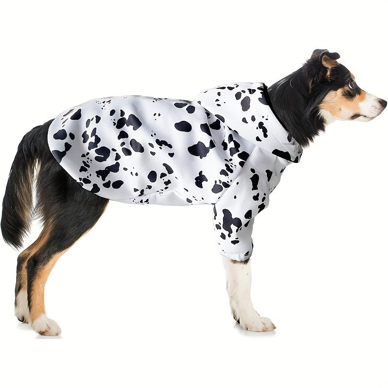 Dalmatian Print Dog Hoodie with Pocket – Soft Pullover Sweatshirt for Small Medium Large Dogs, Pet Halloween Costume Clothes Autumn Winter Outfit