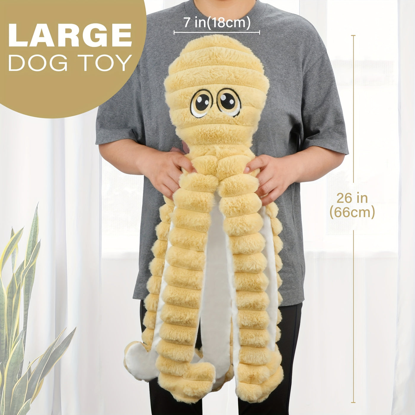 Squeaky Octopus Dog Toy – Soft Plush Stuffed Chew Toy with Squeaker for Small Medium Large Dogs, Teeth Cleaning, 6 Colors, Cute Puppy Gift