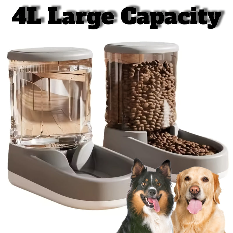 Gravity Dog Food Feeder and Water Dispenser Set 8-Pound Large Capacity Automatic Pet Feeding Station for Big Medium Small Dogs & Cats - 2-Piece Plastic BPA-Free Set