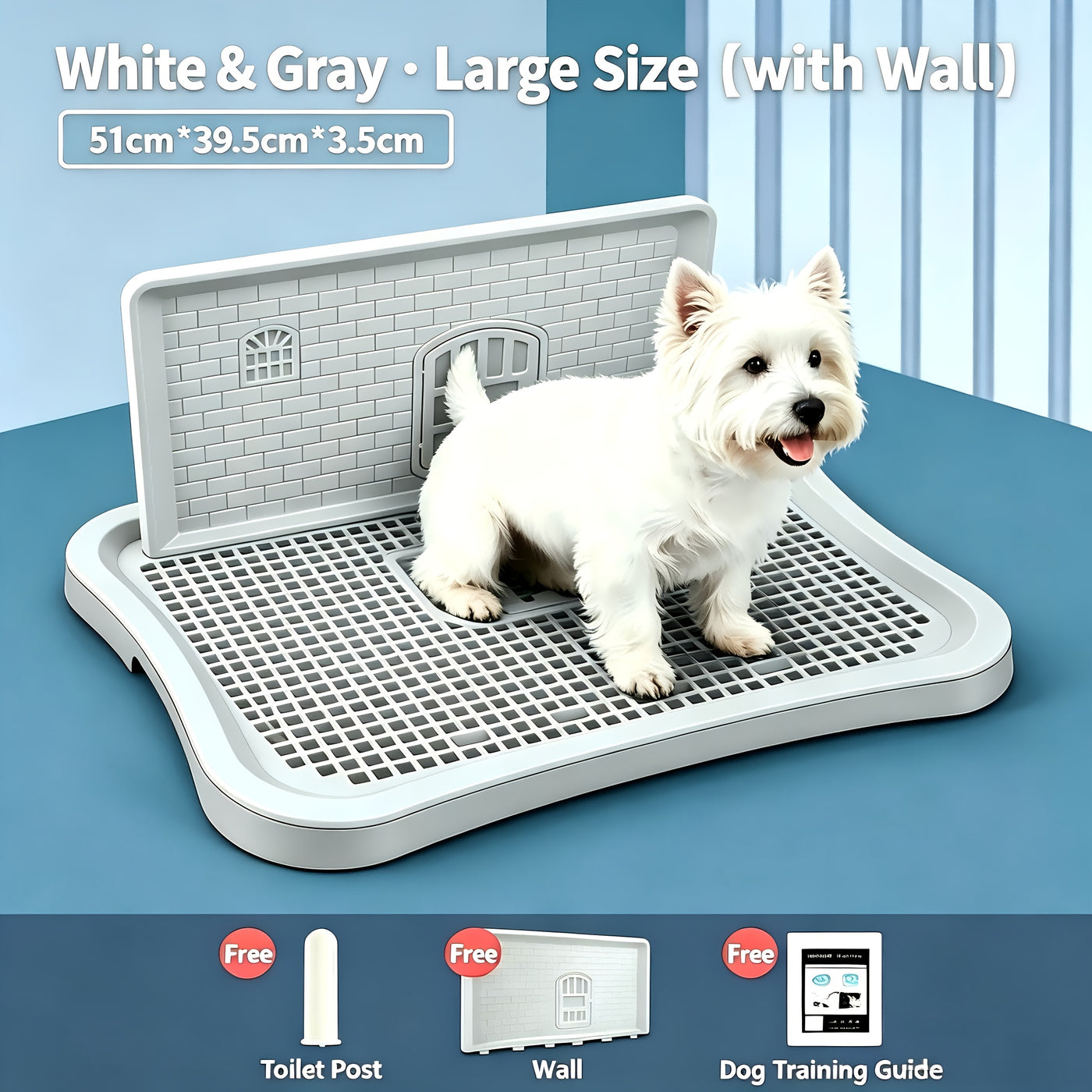 Indoor Dog Potty Tray 20x15 Inch Anti-Splash Hollow Mesh Non-Slip Easy Clean Puppy Training Toilet for Small Medium Dogs