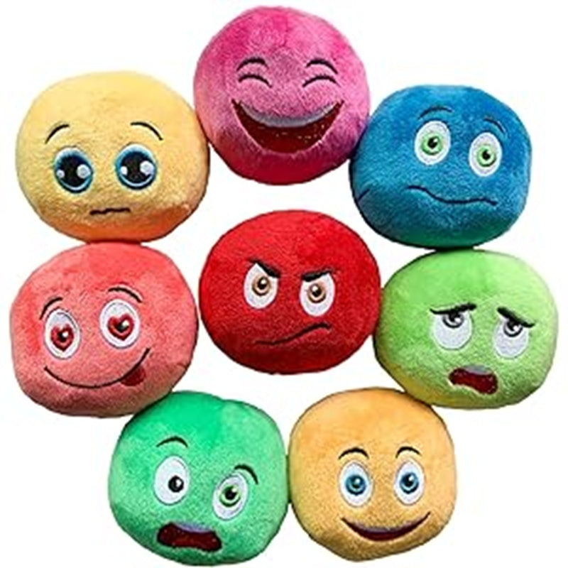 Squeaky Dog Toys 8-Pack – Soft Plush Stuffed Balls with Squeakers for Puppies, Small & Medium Dogs – Cartoon Fetch Toy Set for Interactive Play