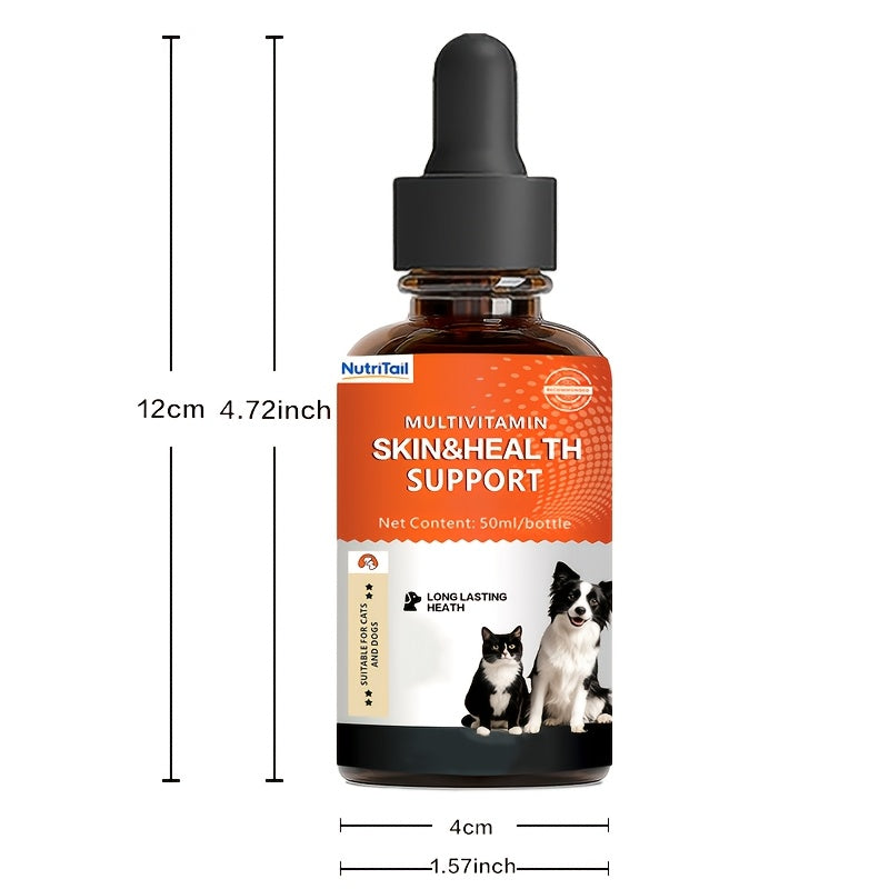 Multivitamin Oral Liquid for Cats and Dogs 50ml – Skin & Hair Health Daily Supplement, Rich in Multiple Vitamins