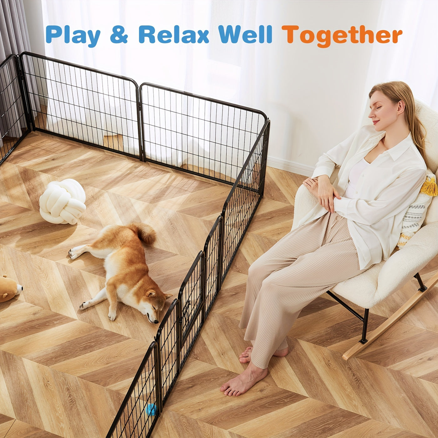 Dog Playpen 8 & 16 Panels Heavy Duty – Portable Indoor Outdoor Pet Exercise Pen for Large Medium Small Dogs, Puppy, Rabbit – Foldable Yard Camping Fence