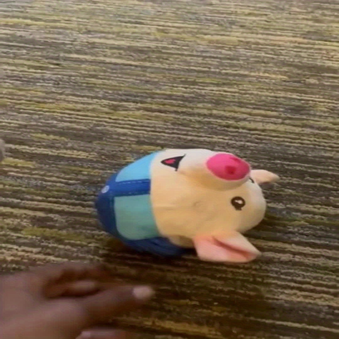 Electric Cartoon Pig Dog Toy – USB Rechargeable Auto Rolling Squeaky Vibrating Interactive Dog Toy Ball, Washable Electronic Pet Toy for Active Dogs, Blue & Red