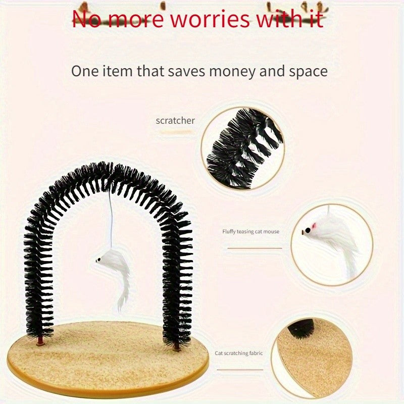 Cat Arch Self-Grooming Massage Toy – Interactive Scratch & Grooming Brush for Kittens & Cats, Multi-Function Groomer, Scratcher & Massager Cats Can't Resist
