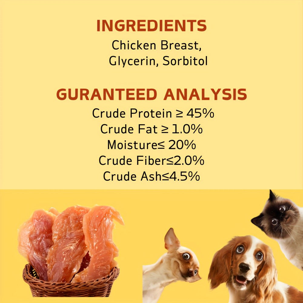 Dried Chicken Dog Treats – Natural High Protein Easy-Digest Long-Lasting Training Reward Snack for Small Medium Large Dogs, 500g / 1.1LB